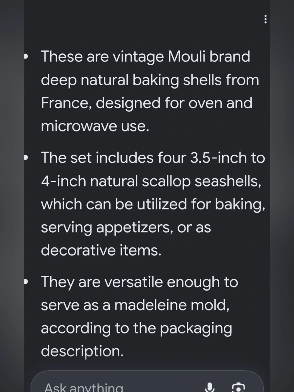NEW VINTAGE 1970s Mouli Deep Natural Baking Shells Set of 4 Made in France